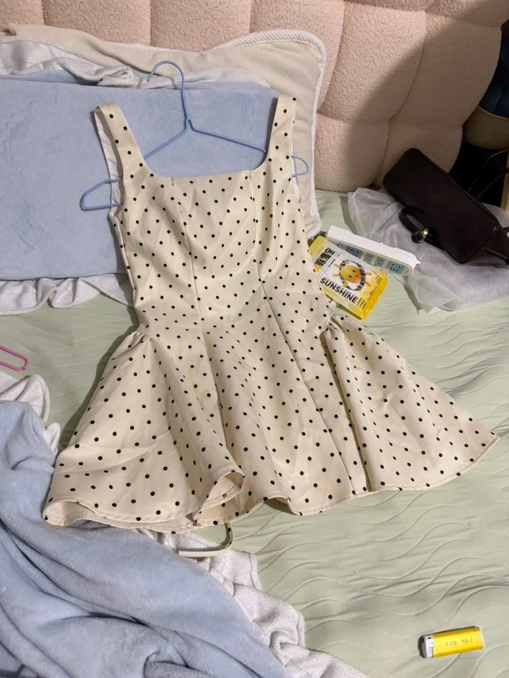 Girls Cream Polka Dot One-Piece Dress - Classic Sleeveless Skater Style